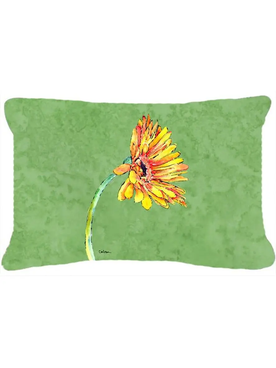Orange Gerber Daisy Print Floral Motif Polyester Decorative Pillow - 12x16 in., Fade Resistant, Machine Washable, for Indoor & Outdoor Room Decor House Decor