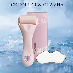 2pcs Ice Roller for Face and Gua Sha Facial Tool Set, Reduces Puffiness, Relieves Migraines, Skin Care Tools, Self Care Gift for Women