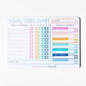 Weekly Chore Playtime Pads for Pretend Play - 7" x 10" 50 Sheets Made in USA for Kids Responsibility Fun Colorful Design