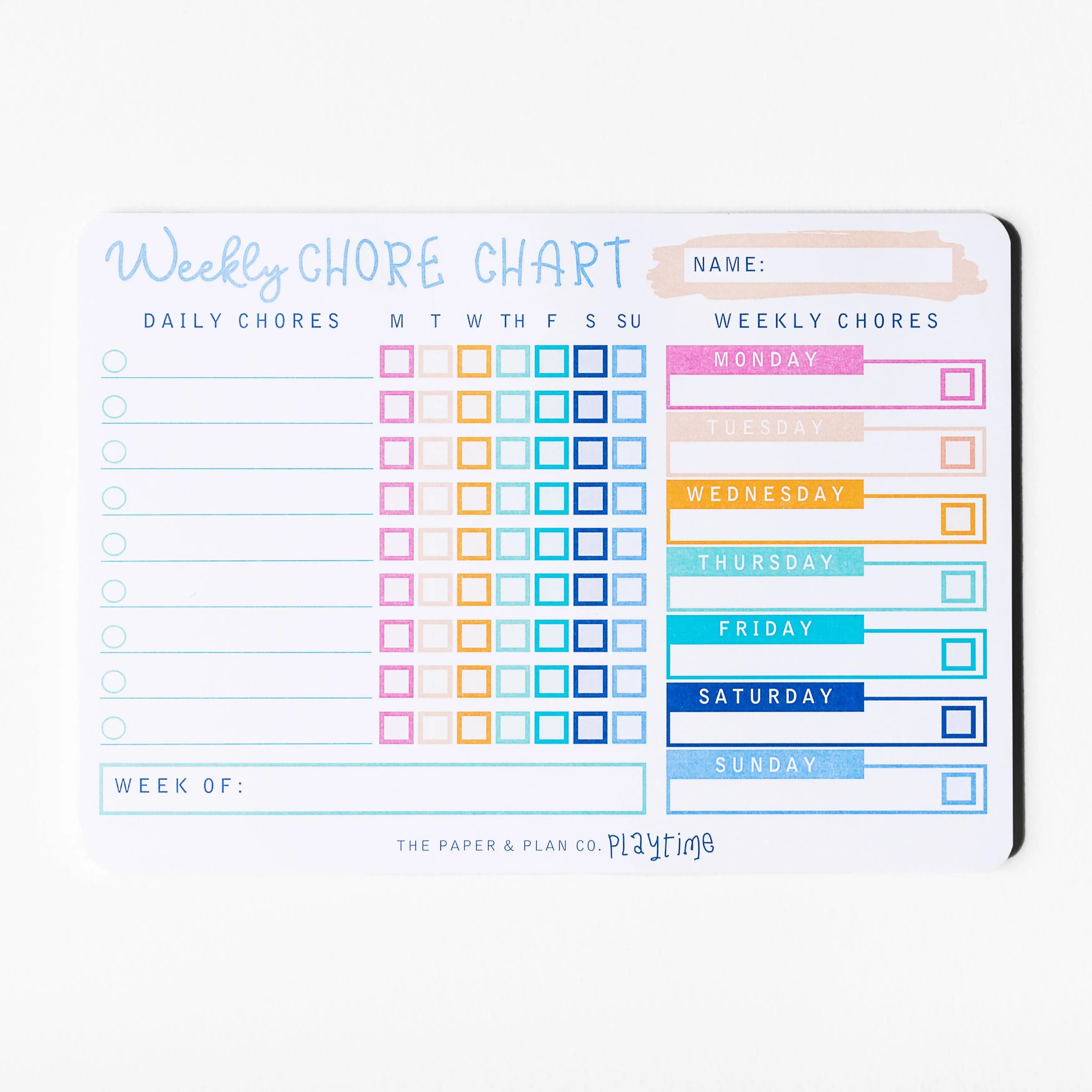 Weekly Chore Playtime Pads for Pretend Play - 7" x 10" 50 Sheets Made in USA for Kids Responsibility Fun Colorful Design