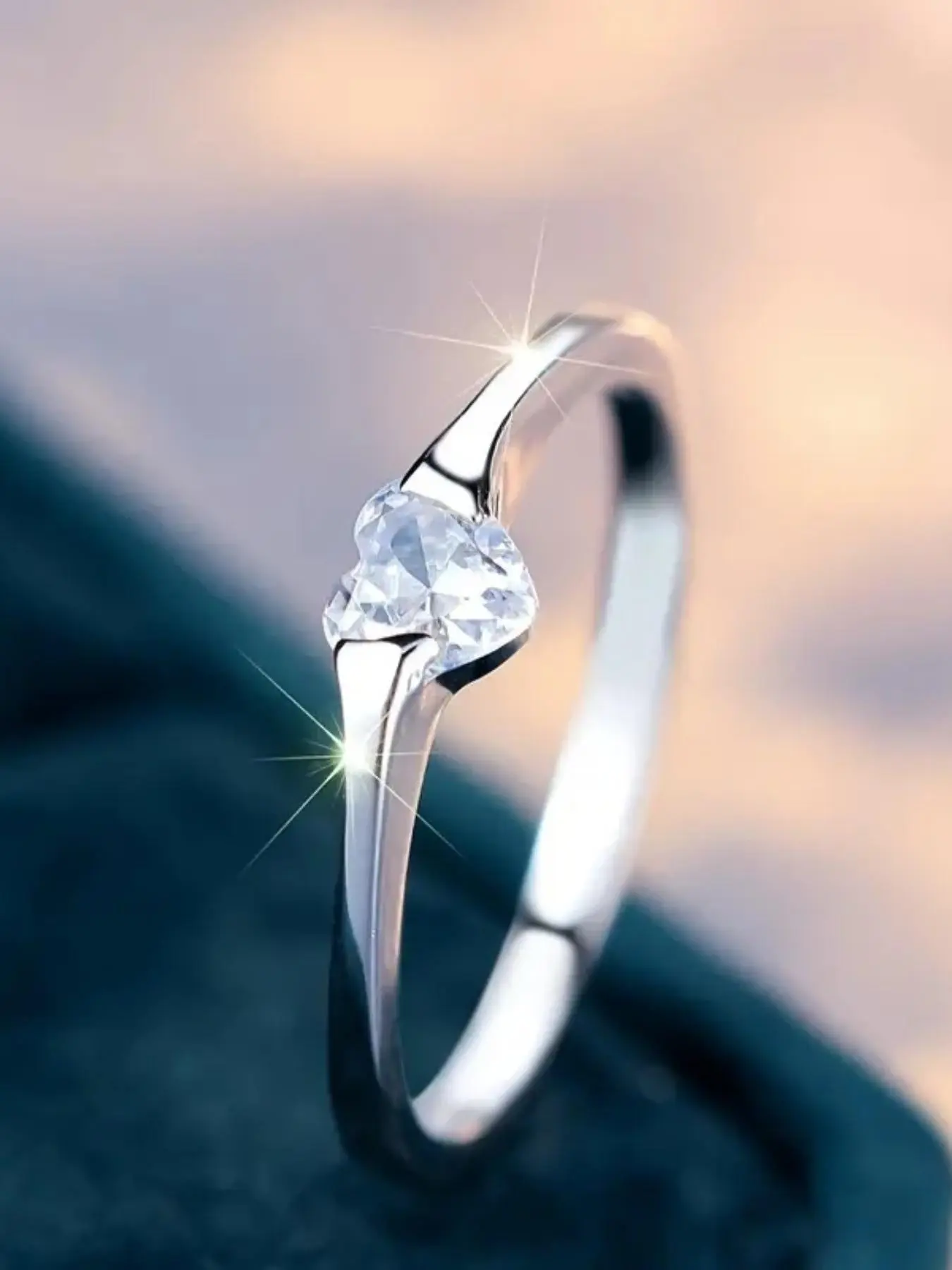 S925 Sterling Silver Heart Shaped Zircon Ring, Fashion Accessories for Women, Trendy All-match & Exquisite Jewelry for Birthday Gift, Engagement Rings