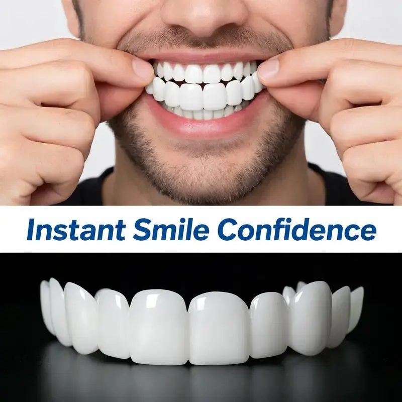 【3PC】Temporary Teeth Repair Kit Adjustable Snap OnVeneers - Natural White & Comfortable Moldable False Teeth- Reusable Smile Cover for Party & Daily