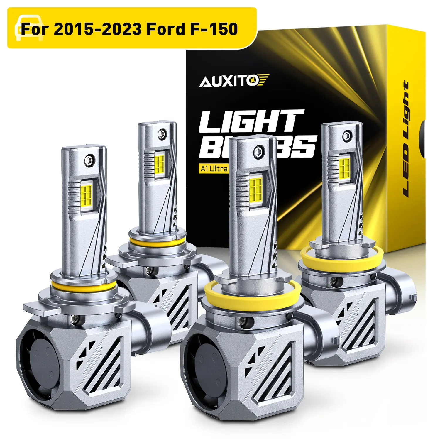 【ULTRA HEADLIGHT】For 2015-2023 Ford F150 LED Headlight Bulbs -9005 High Beam+H11 Low Beam LED Bulbs,58000LM 6500K Cool White,70,000Hrs Long Service Life with Cooling Fans,No error,CANBUS Ready,No Flickering, Plug and Play