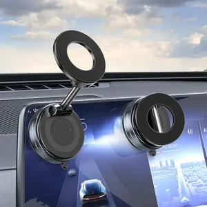 Ultra-Strong Magnetic Mount 360° Adjustable Vacuum Magnetic Phone Holder with Twist-Lock Technology for MagSafe Compatible Devices & All iPhones Above 11