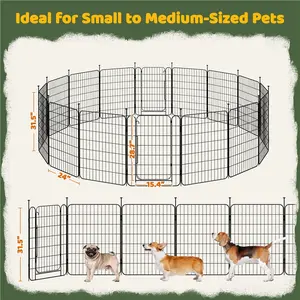 Yaheetech Dog Playpen 8/16 Panels Metal Puppy Fence, Foldable Pet Enclosure with Door for Small Dogs Indoor/Outdoor Use, 20/24/32 inch Yaheetech Dog Playpen 8/16 Panels Metal Puppy Fence, Foldable Pet Enclosure with Door for Small Dogs Indoor/Outdoor Use, 20/24/32 inch