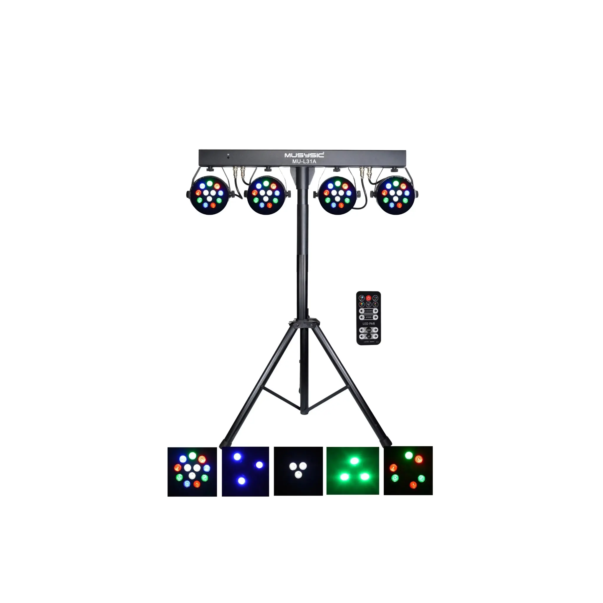 MUSYSIC MU‑L31A Professional LED PAR Light – 36×1W RGBW LEDs, DMX512, Auto/Sound/TWS Modes, Remote Control