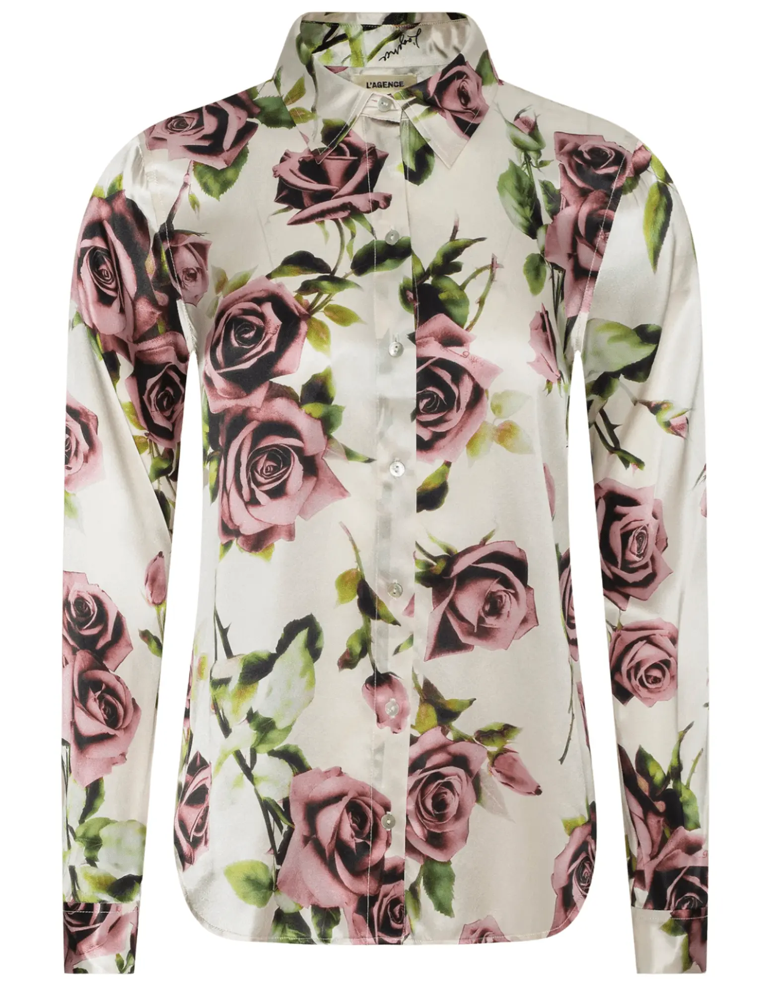 L'AGENCE Tyler Long Sleeve Blouse in Ecru Mauve Romantic Rose-SALE