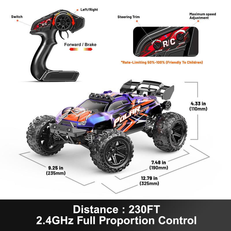 Cirmine Rc Cars 1:14 All Terrain RC Car for Adults & Boys, 4WD Off-Road RC Truck High Speed Fast 40+ KPH, 4X4 Waterproof Remote Control Car with 2 Rechargeable 1300 mAh Batteries