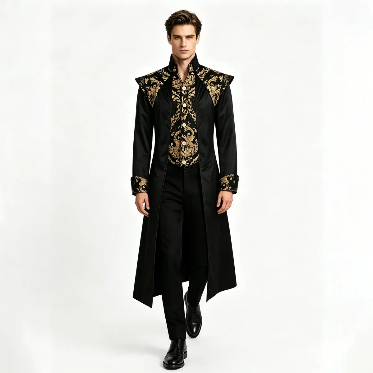 Men Vintage Medieval SteamPunk Tailcoat Gothic Victorian Formal Dress Jacket for Party Cosplay