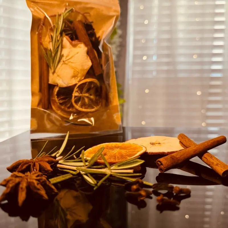 Harvest Spice Simmer Pot Pouch - Orange and Cinnamon Infused Aromatic Bag for Cooking and Freshening Spaces
