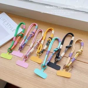 [Ls] Dopamine short mobile phone lanyard, portable anti-lost hand rope, wrist pendant, wristband chain, rough patch clip pendant, color shell rope, Phone Decoration
