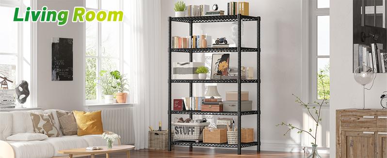 Raybee Shelf Wire Metal Shelving Storage Utility Rack Adjustable Shelves, Standing Shelf Units for Laundry Kitchen Pantry Closet Balcony Plant Pot Greenhouse