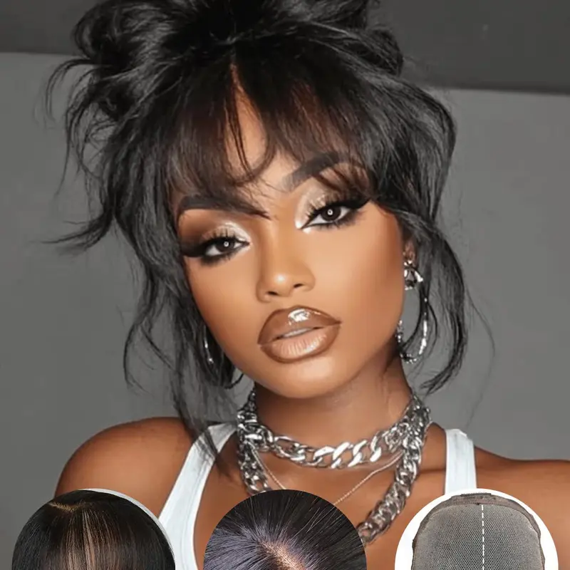 [LIVE] KEPHARE Pre Everything Body Wave 4X4 HD Lace Wigs Human Hair with Curtain Bangs Glueless Wig Pre-Plucked Pre-Cut Lace Bleached Knots Ready to Wear Frontal Wig Black Color 180% Density HD Lace Front