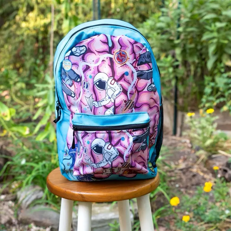 Trippie Back Pack with Vibrant Brain Design and Blue Accents for Stylish Everyday Use