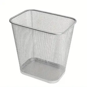 Practicality and Aesthetics Blend Together! Silver Mesh Wastebasket, Convenient Storage Helper