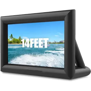 【Christmas Deal】GARVEE Inflatable Movie Screen Outdoor Projector Screen 14ft, Blow Up Screens Front and Rear Projection with Air Blower, with Rope, Ground Nails and Carry Bag, Best for Movie Nights Party Theater