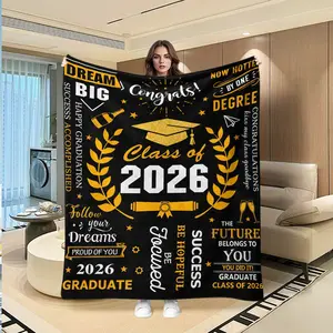 Graduation Memorial Blanket, Creative Digital Print Flannel, Holiday Gift Blanket, Air Conditioning Nap Cover, Multi-Purpose Outdoor Travel Blanket