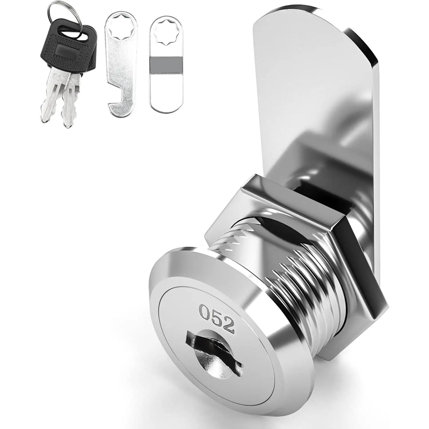 Keyed Different, Mailbox Cam Lock 5/8" Cylinder, Cabinet Cam Lock Secured File Cabinet Lock with Keys Toolbox Lock Zinc Alloy Drawer Lock and Key, Satin Nickel Finish, 1 Pack