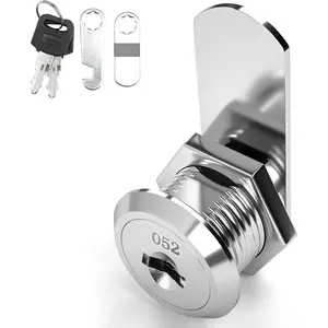 Keyed Different, Mailbox Cam Lock 5/8" Cylinder, Cabinet Cam Lock Secured File Cabinet Lock with Keys Toolbox Lock Zinc Alloy Drawer Lock and Key, Satin Nickel Finish, 1 Pack