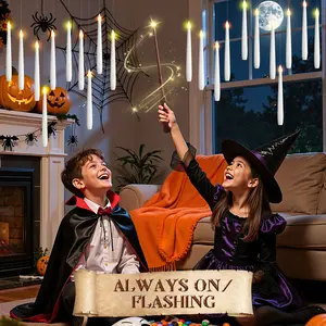 Magic Wand Controlled Floating LED Candles - Witchy Room Decor Aesthetic Hanging Flameless Taper Candles for Wizard Theme Party & Christmas Tree - Best DIY Surprise Gift for Movie Lovers outdoorfun