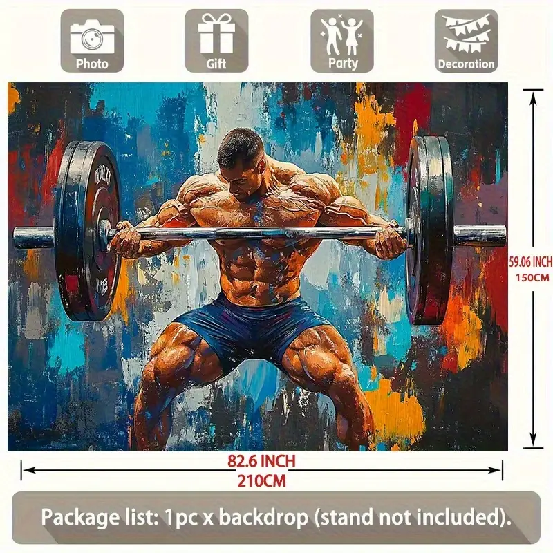1pc Heavy-Duty Durable Gym Banner - Athletic Polyester Weightlifting Wall Art, Adult Motivational Sign, Party Decor Backdrop, Home Decor Tapestry for Anniversary, Birthday Use