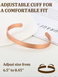 Adjustable Copper Bracelet, Smooth Texture, Low Allergenicity, Solid Copper Design, Unisex Jewelry, Perfect Gift Idea, Elegant Minimalist Bangle
