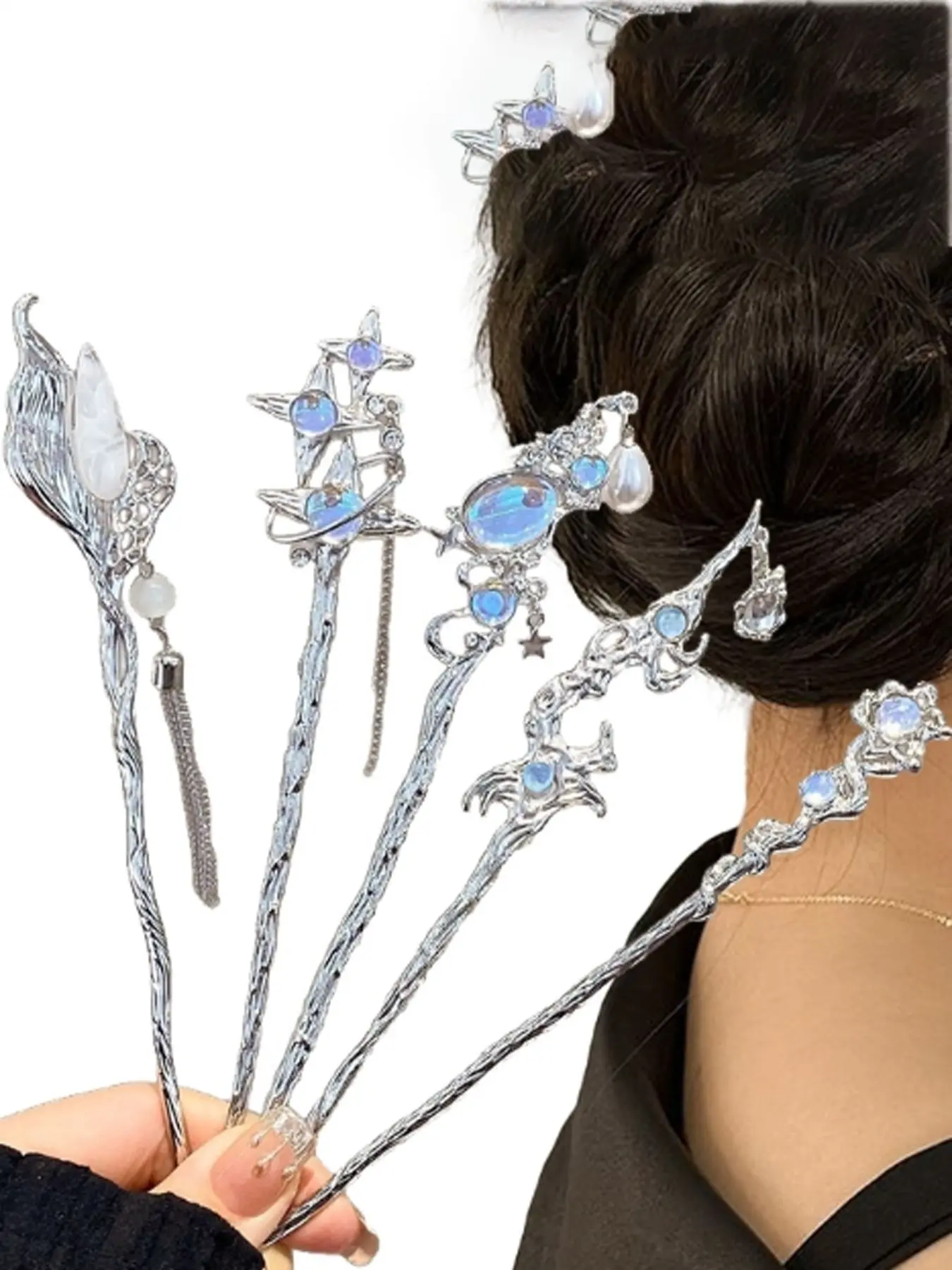 Dragonfly and Moon Hair Pin NWT Exclusive Dragonfly Hair Pin -Unique Hair Brooch for bridal  main image 2