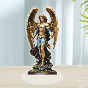 Vintage Acrylic Saint Michael Statue, Dual Winged Guardian Angel Holding Sword, Religious Home Decor, Perfect Gift Idea, Religious Decoration, Ornaments