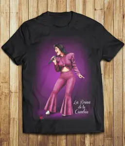 La Reina De La Cumbia T-Shirt, Tejano Music Queen Graphic Tee, Latina Vintage Style Shirt, Retro Purple Concert Outfit Tribute, Chicano Streetwear, Selena Inspired Fan Gift Tee