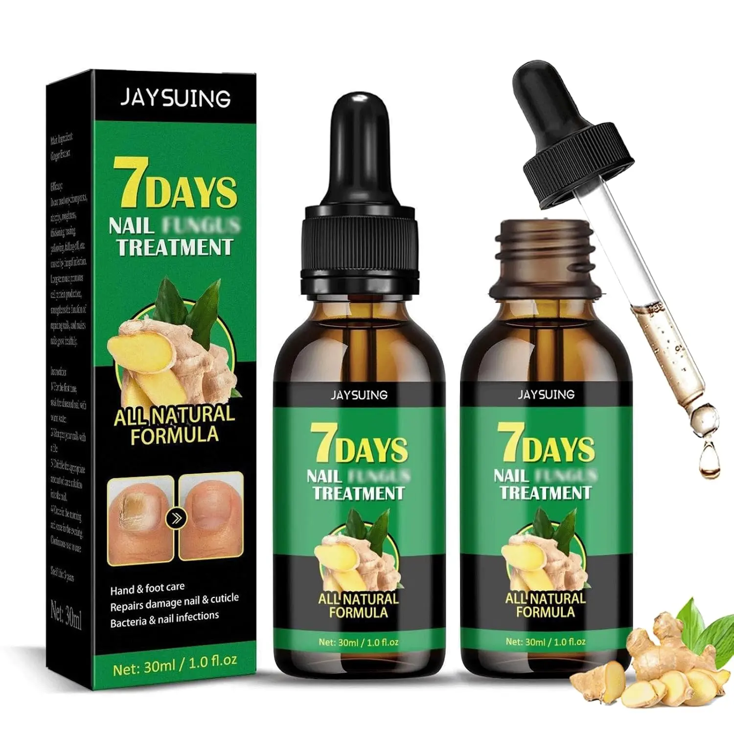 2Pack-Nail Fungus Treatment–Triple-Action Repair for Brittle,,Multi-Purpose Nail Repair,Fast-Acting,Thick&Discolored Nails–Ginger&Acid Formula,Fast-Acting,Nail&Foot Support for Clearer,7 Days Fast Acting Nail Fungus Treatment&Nail Growth Oil,Daily Use
