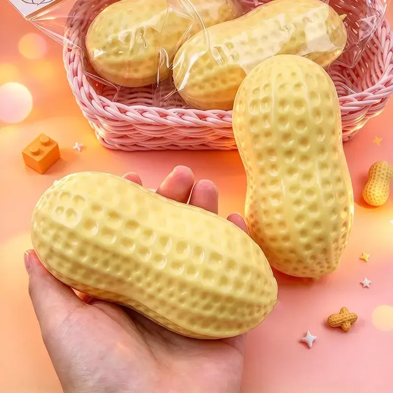 Peanut Building Block Squishy Toy, Realistic Peanut Stress Relief Fidget Toy with Crunchy Sounds, Soft TPR Sensory Squeeze Toy, Novelty Gift for Teens & Adults