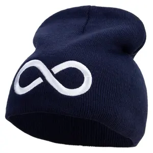 Infinity Embroidered 8 inch Acrylic Short beanie