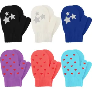 X-GLV01   6 Pairs Toddler Magic Stretch Mittens Winter Unisex Baby Knitted Gloves Mittens