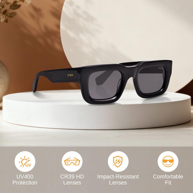 DIMA Eyewear - Ever Sunglasses , Stylish Eco-friendly Biodegradable Frame CR39 Lenses Black Espresso Tortoise Comfortable Fit Sun Protection