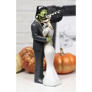 Ebros DOD True Love Kiss Skeleton Frankenstein Bride and Groom Couple Figurine