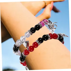 2pcs Halloween Spider Bracelet for Couples Friendship Spider Pink Charm Gift Lovers Jewelry.
