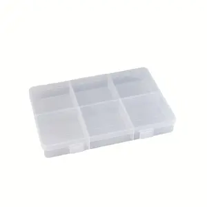 Extra Large Thickened Fixed 6-Compartment Bead Storage Box with Card Slot DIY Desktop Organizer