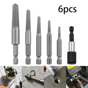 6-Piece Heavy Duty Screw Extractor Set - Hex Rod Extractor and Screwdriver Set, Screwdriver Bit Set, Suitable for Electric Drill, Designed to Easily Remove Twisted, Corroded, and Rusty Screws - Durable Tool for Enthusiasts and Professionals