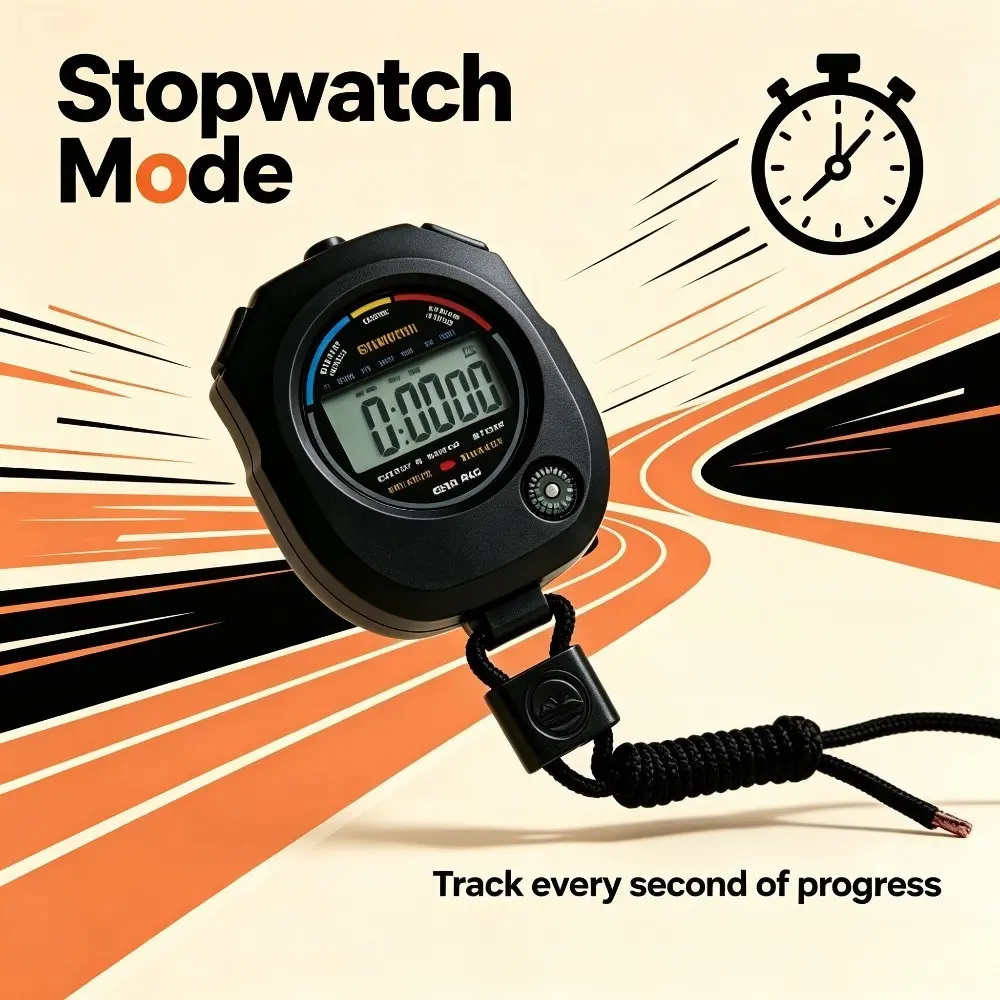 1/3/5pcs Unisex Handheld Digital Sports Stopwatch Timer - Large LCD Display, Compact, Lightweight Grip, Strap, Hanging Rope, Waterproof, Multiple Modes Tool for Coaches' Running Training, Track and Field Refereeing