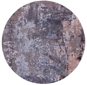 SUPER SALE 8' Round Wool & Silk Abstract Modern Handmade Rug - Q21176