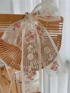 5 Yards Elegant Lace Woven Webbing, Floral Embroidered Trim Ribbon, Lightweight & Wear-Resistant, Charming Vintage Style for Gift Wrapping, Bridal Shower Decor, DIY Crafts, Sewing & Holiday Decoration