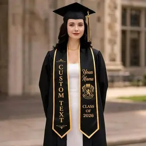 3 Design Custom Your Design Text Logo Graduation Stole, Personalized Graduation Print Sash with Name