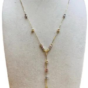 Oroconda Jewelry Mini Rosary 3 Tones Virgin Mary Danty 16-18" 14k Gold Jewelry Entwined Beads for Spiritual Elegance