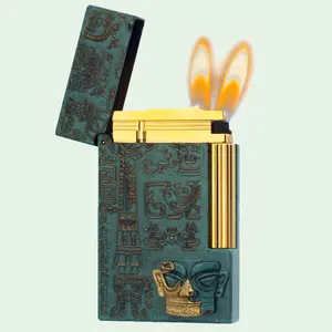 [Dual Flame Edition] Ancient Relics-Themed Bronze Custom Luxury Lighter (NO FUEL), Profect gifts