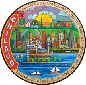 Lazy Susan 18" Collection — Assorted Themes Decorative Rotating Serving Tray for Home