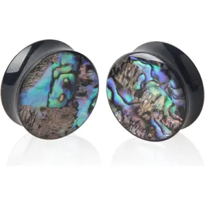 2 PCS Gauge Opal Ear Plugs Piercing Jewelry Set Double Flare Saddle Stretching Gages Tunnels Expander (AA-0g(8mm))