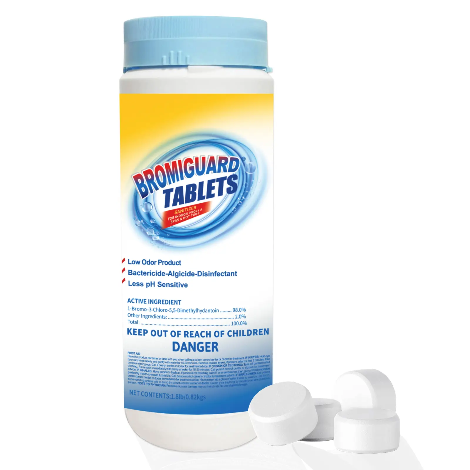 Bromine Tablets For SPA Hot Tub 1 Inch Tabs Brominating Tablets Booster Eliminates Bacteria Algae Soft Water Feel No Chlorine Odor Chemical Sanitizer (1.8 LB)