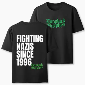 Unisex Comfy Short-Sleeve Round Neck Casual Streetwear Top - Dropkick Murphys For The People In The Pit St. Patrick’s Day Tour 2026, Fighting Nazis Since 1996