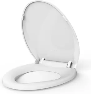 19 INCH Toilet Seat Round Soft Close, Contoured Seat With Grip-Tight Bumpers, Toilet Lid Slow Close Quiet No Slam, Easy Installation & Release/Easy Clean/Ergonomic Design/Quick-Attach Hardware