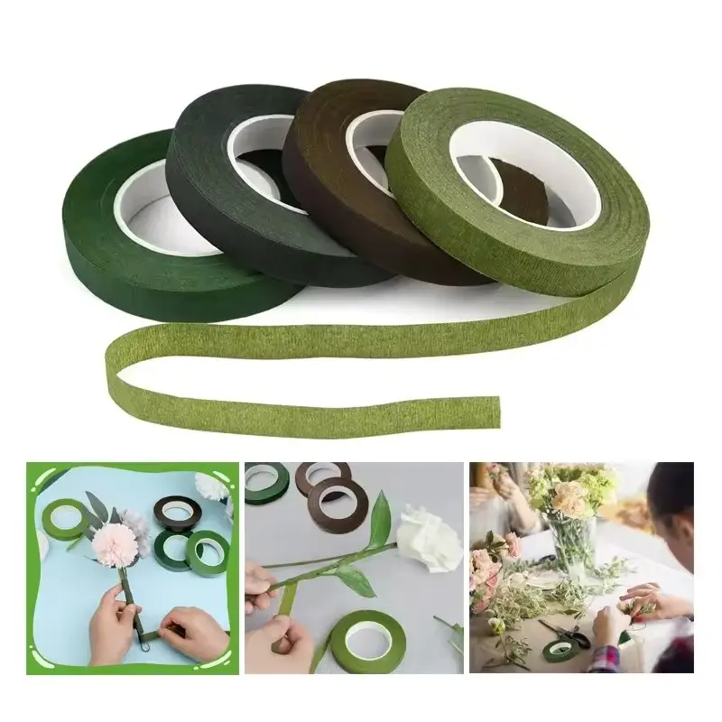 4 Roll Floral Tape Half Inch X 29 Yard, Ideal for Bouquets & Crafts, Available in Ink, Grass, Coffee Colors